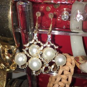 Pearl diamond earrings